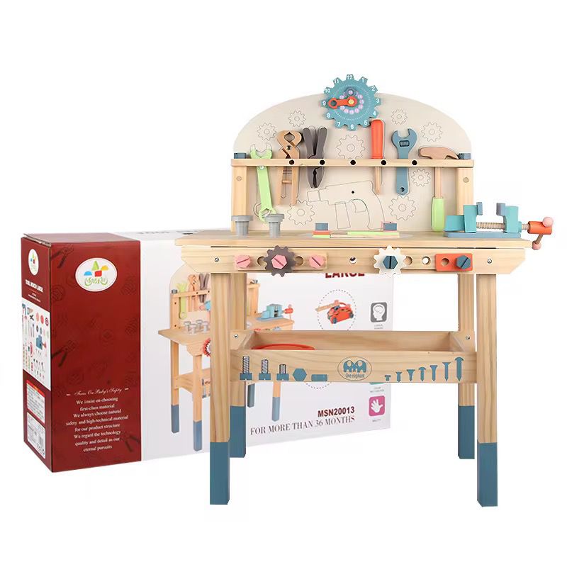 Maxims Baby Store - Kids Wooden Tool Workbench Pretend Playset - Multicolor - 22 Pcs