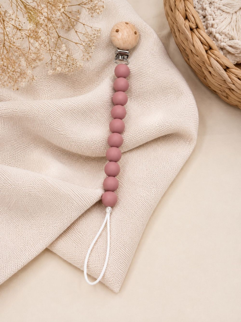 Maxims - Silicone Pacifier Clip - Dusty Rose