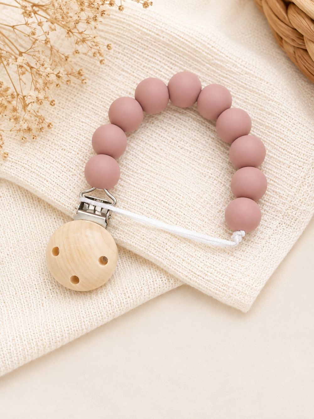 Maxims - Silicone Pacifier Clip - Dusty Rose