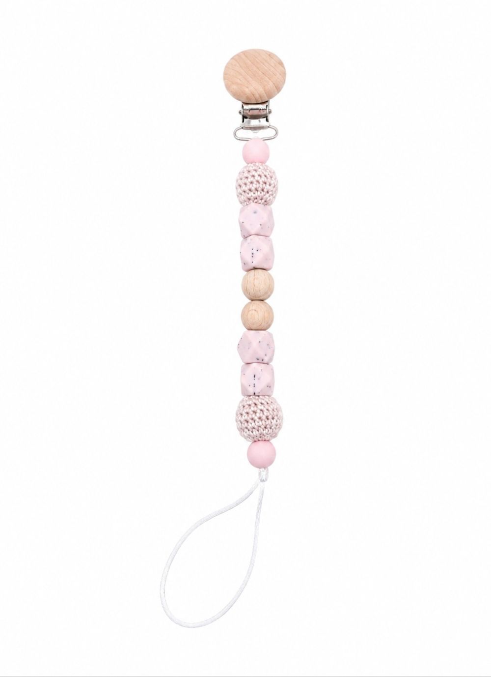 Maxims - Blush & Beech Wooden Pacifier Clip - Multicolor