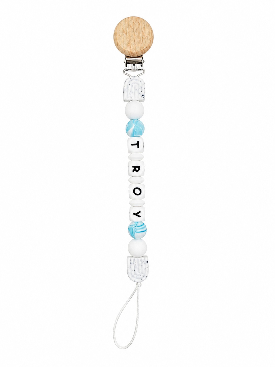 Maxims Baby Store - Personalized Marble Pacifier Clip - Blue 