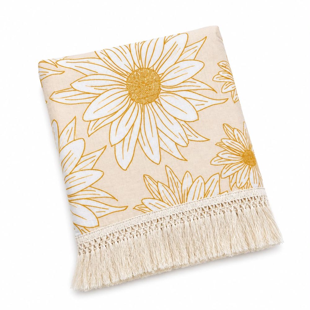 Maxims - Sunflower Muslin Baby Blanket With Tassel Fringe - Multicolor