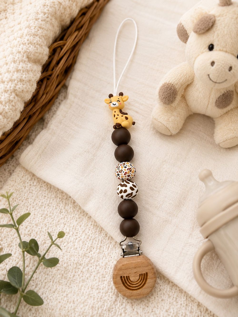 Maxims - Wild Safari Giraffe Pacifier Clip - Multicolor