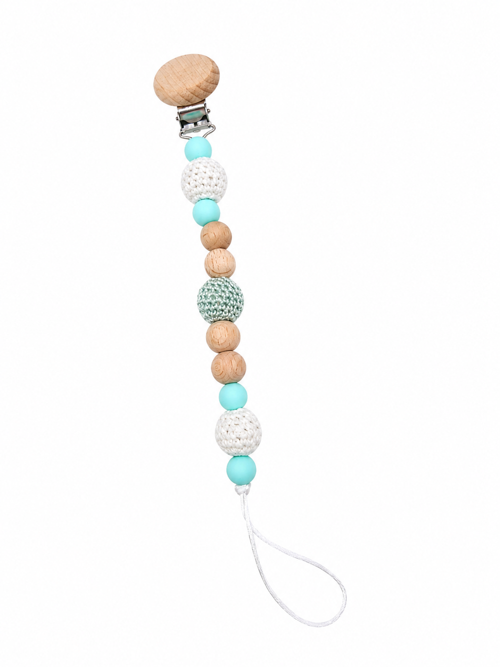 Maxims - Mint & Crochet Beaded Pacifier Clip