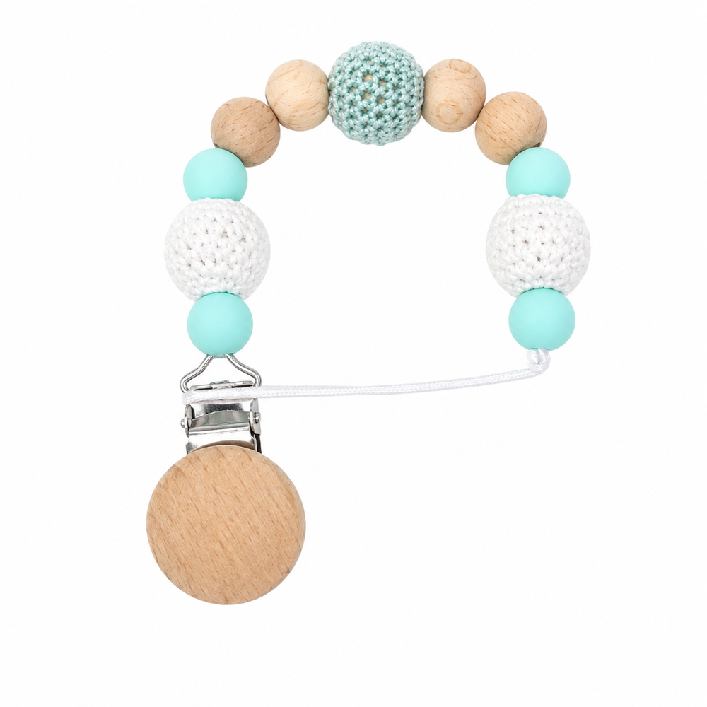 Maxims - Mint & Crochet Beaded Pacifier Clip
