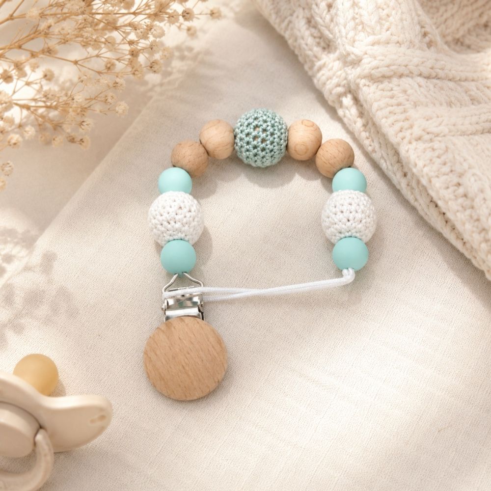 Maxims - Mint & Crochet Beaded Pacifier Clip