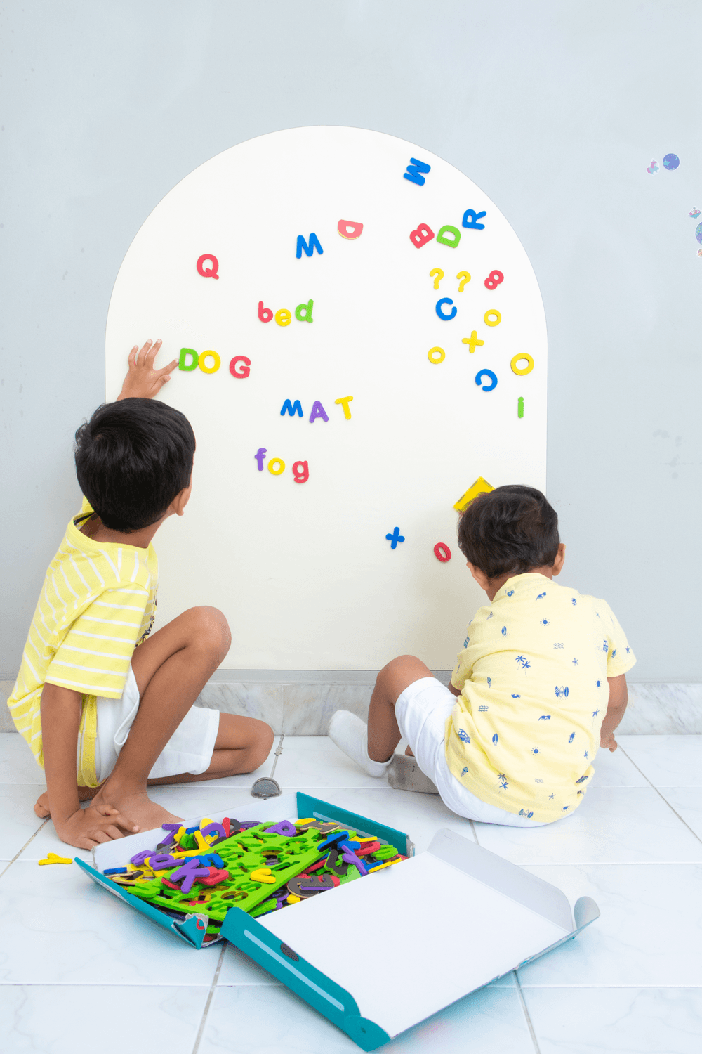 Tiny Tots - Magnetic Activity Wall Dry Erase Chalkboard Decal - Ivory Sand