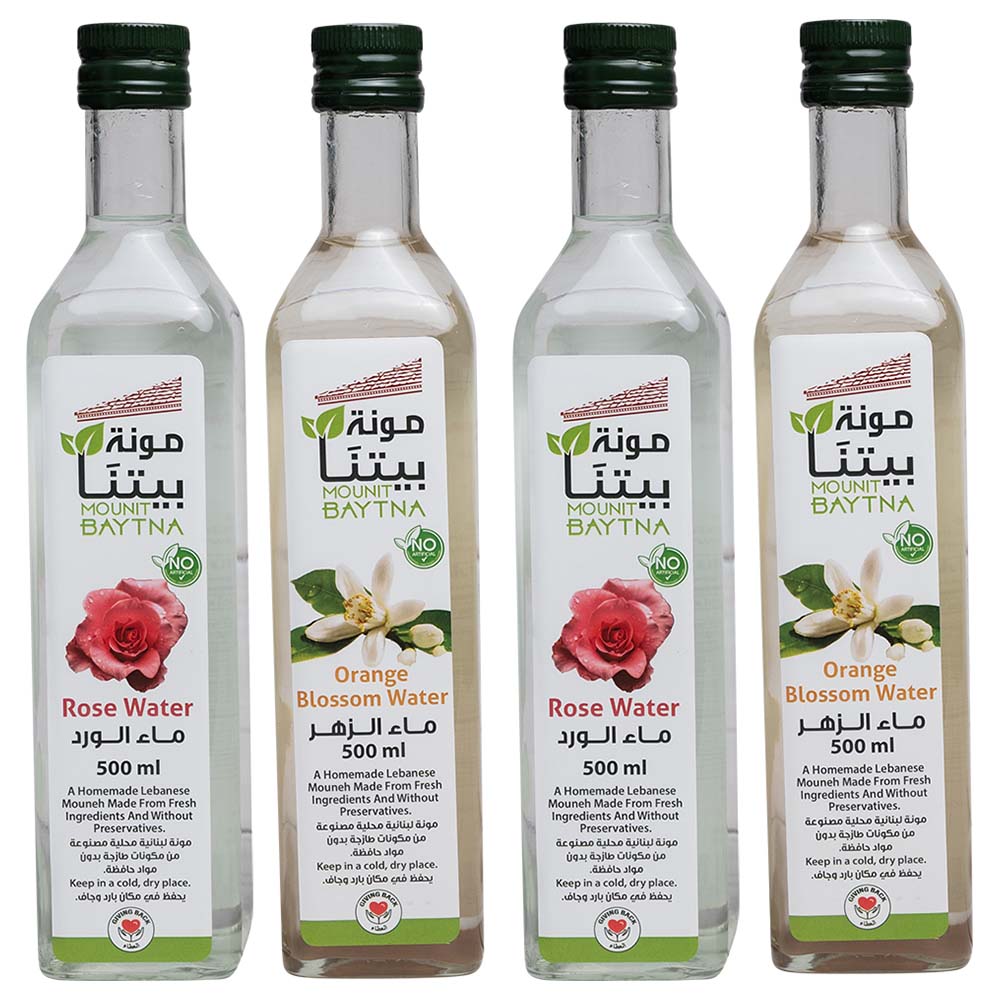 Mounit Baytna - Rose or Blossom Water - Pack of 4 - 500 ml - Flavour May Vary