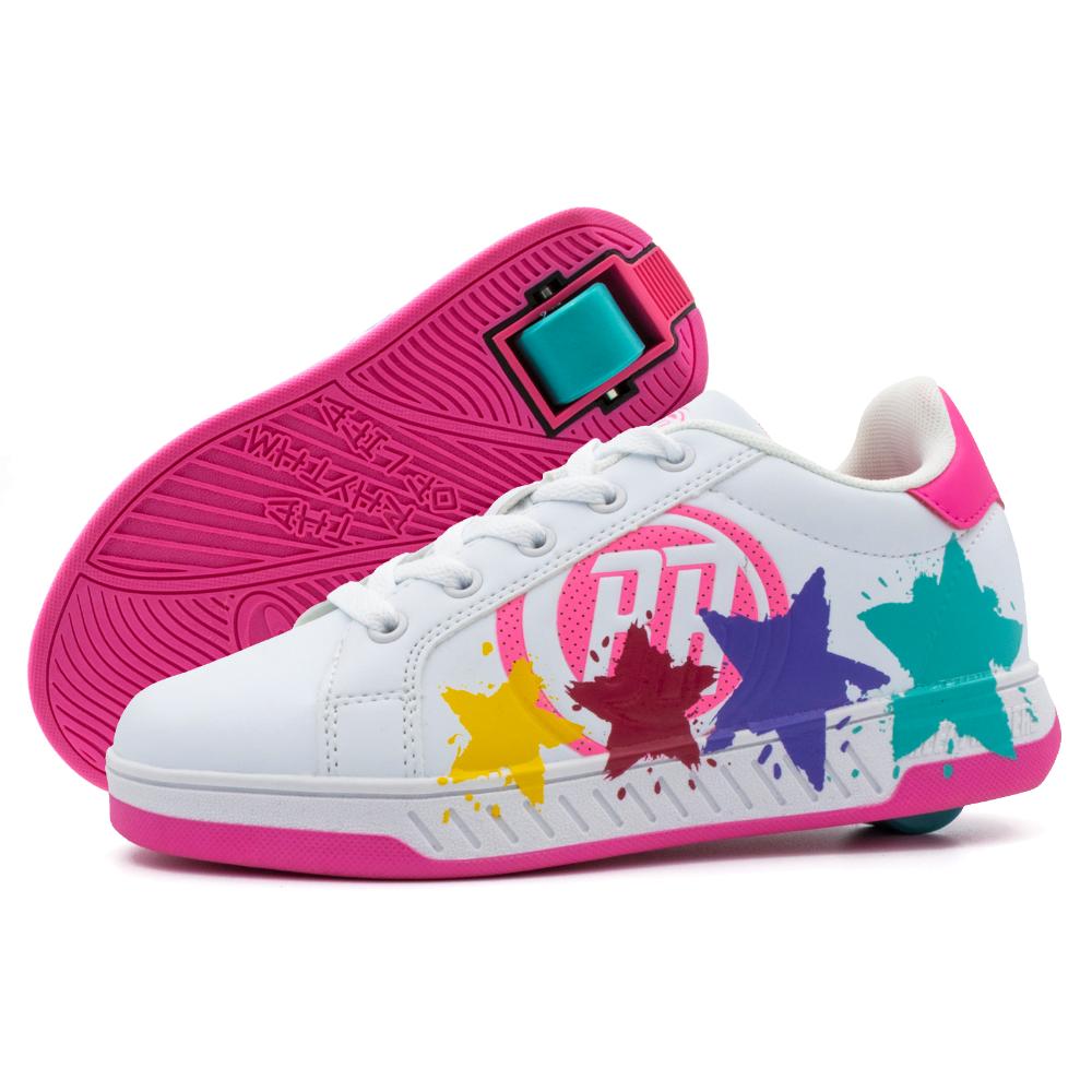 Breezy Rollers Shoes with Wheels for Kids - White/Pink