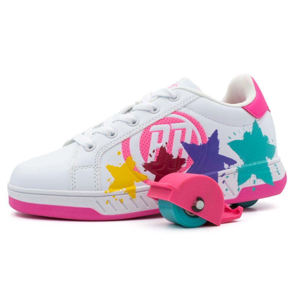 Breezy Rollers Shoes with Wheels for Kids - White/Pink