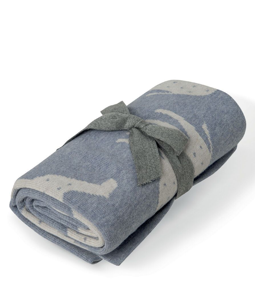 Mamas & Papas - Super-Soft Knitted Cotton Blanket - Camel Blue
