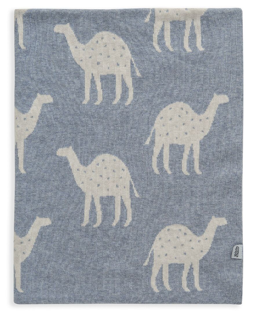 Mamas & Papas - Super-Soft Knitted Cotton Blanket - Camel Blue
