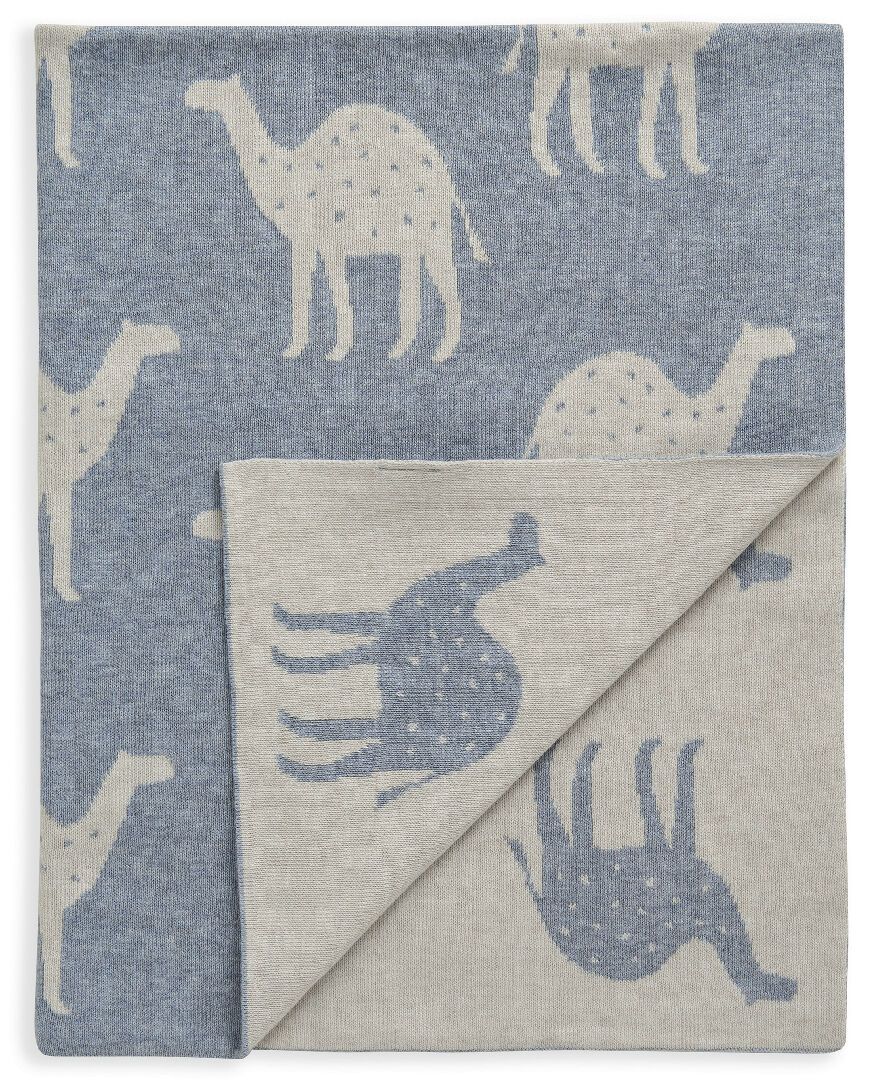 Mamas & Papas - Super-Soft Knitted Cotton Blanket - Camel Blue