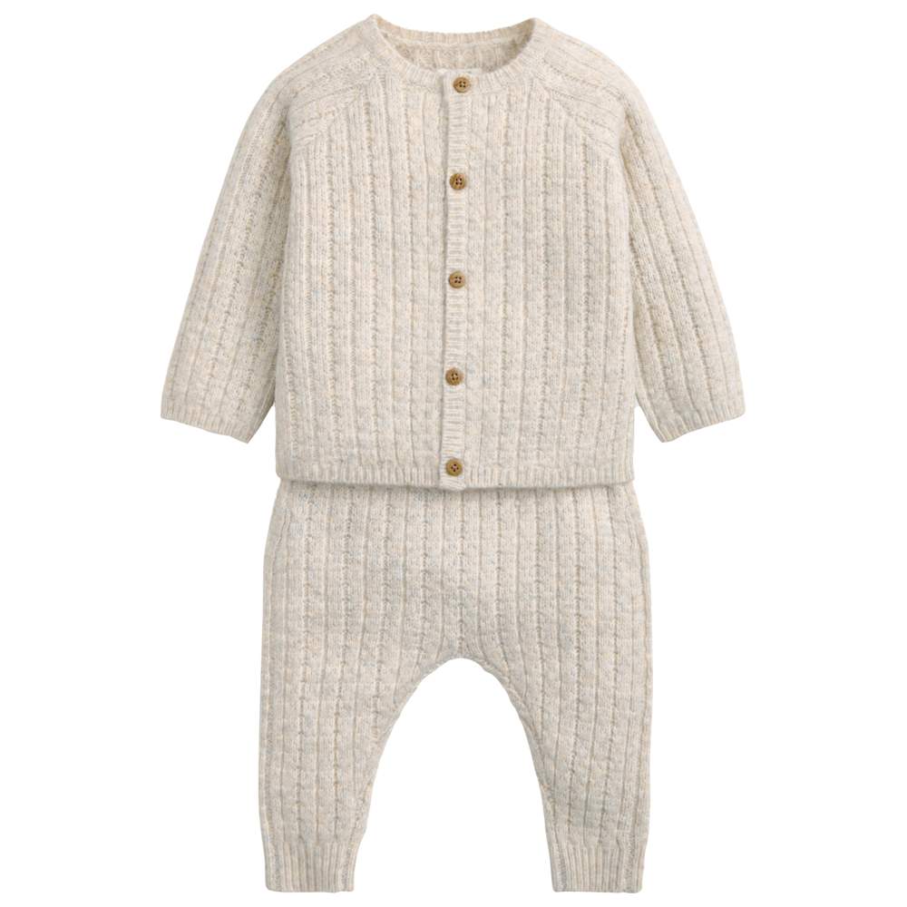 Mamas & Papas Baby's Cable Knit Sweatshirt & Pants - 2 Pcs