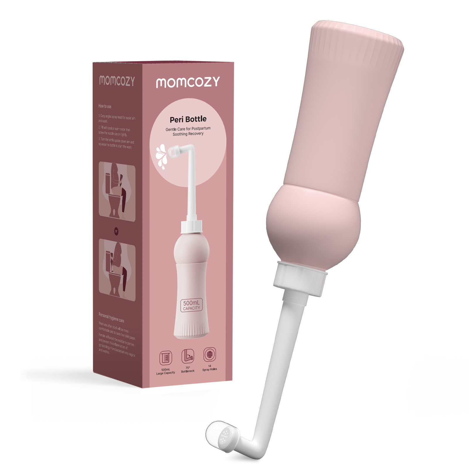 Momcozy Postpartum Peri Bottle - Pink - 500 ml