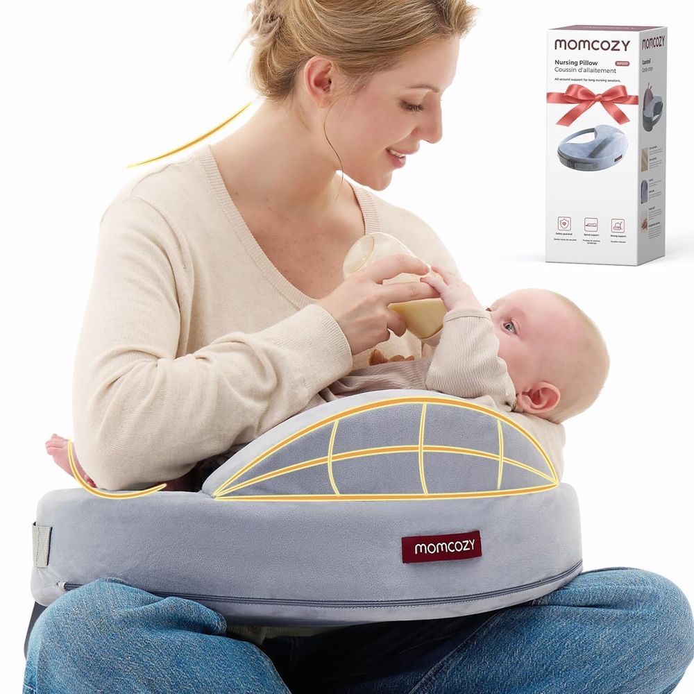 Momcozy Ergonomic Memory Foam Nursing Pillow - Grey