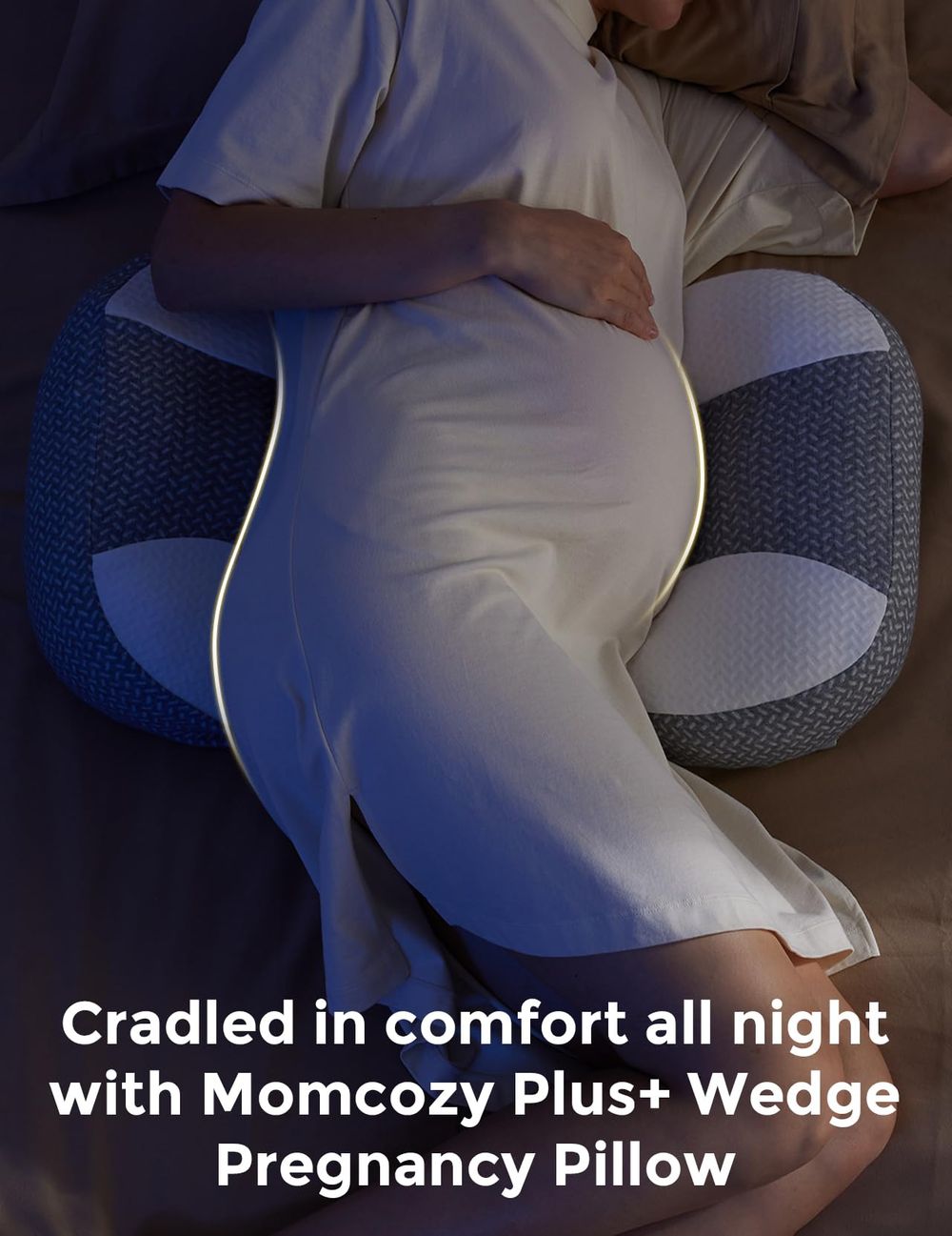 Momcozy W-Shaped Pregnancy Pillow - Grey - Plus