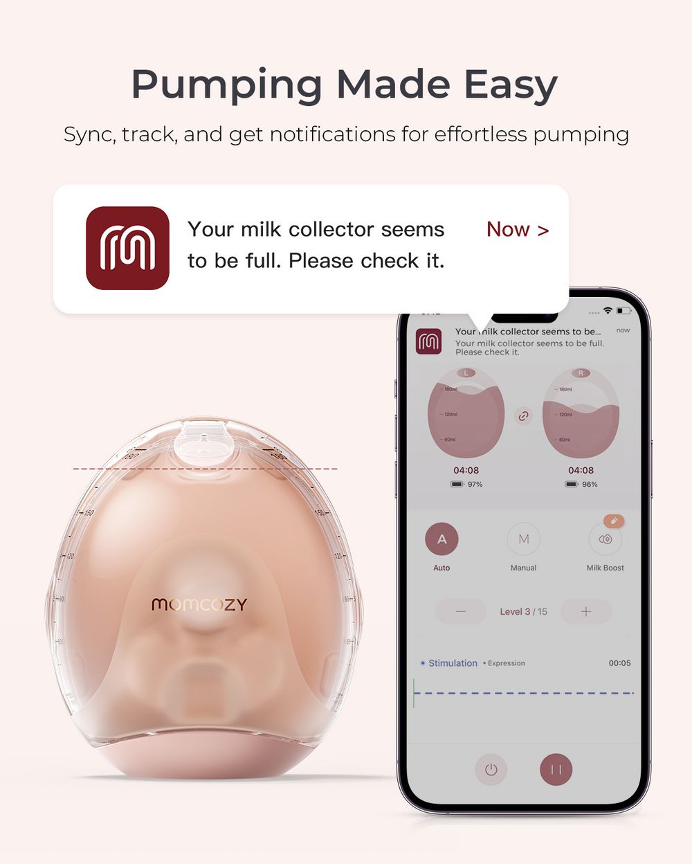 Momcozy - Air 1 Ultra-slim Breast Pump - Gold