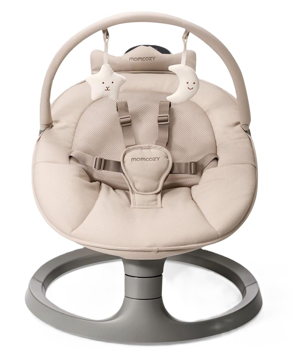 Momcozy - 2-In-1 Electric Baby Swing With Dual-Arm Support System - Khaki