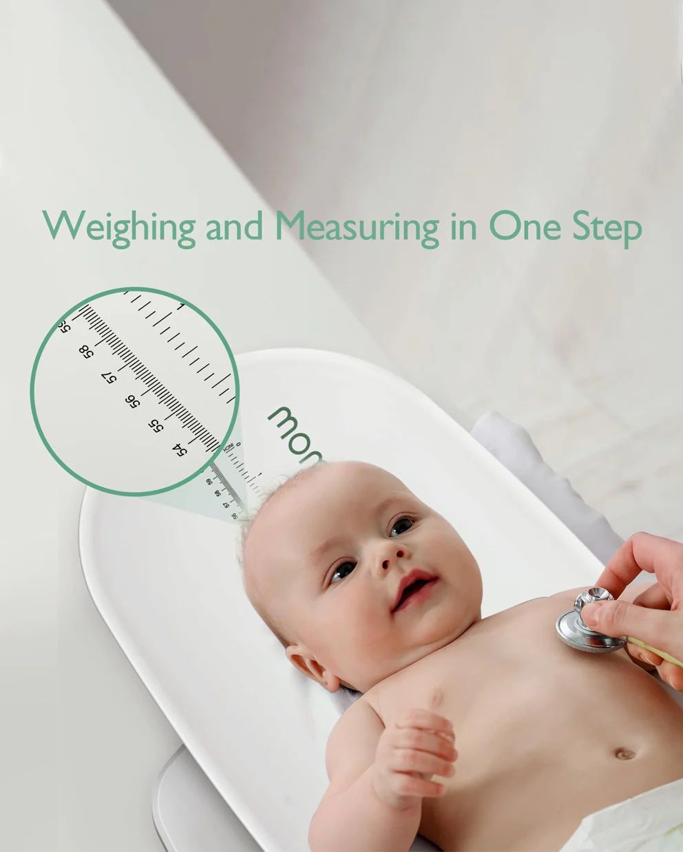 Momcozy - Multi-function Baby Scale - Weight And Height Measurement - White