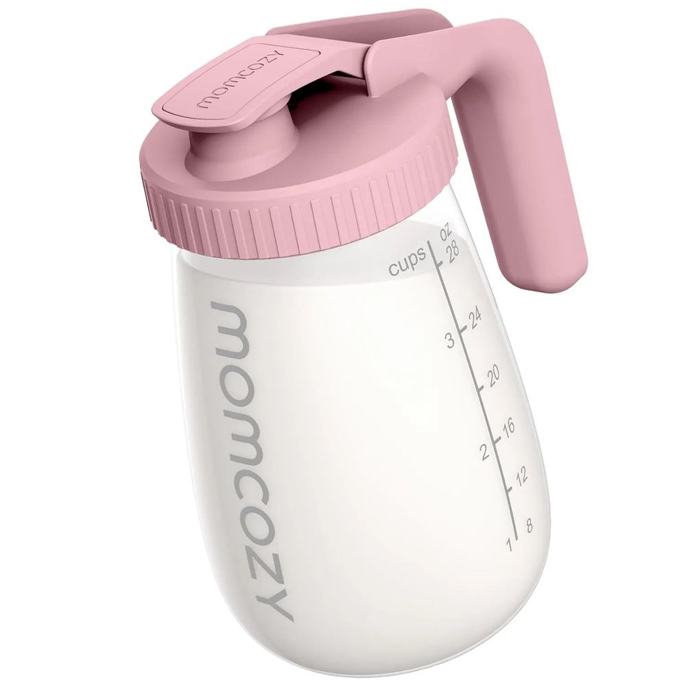 MomCozy - Breast Milk Storage Glass Container - 32oz - Pink