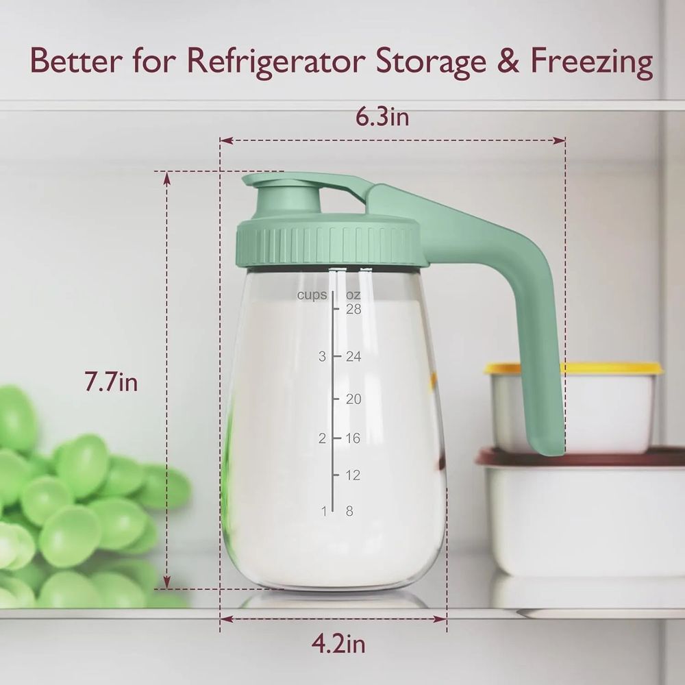 MomCozy - Breast Milk Storage Glass Container - 32oz - Pink