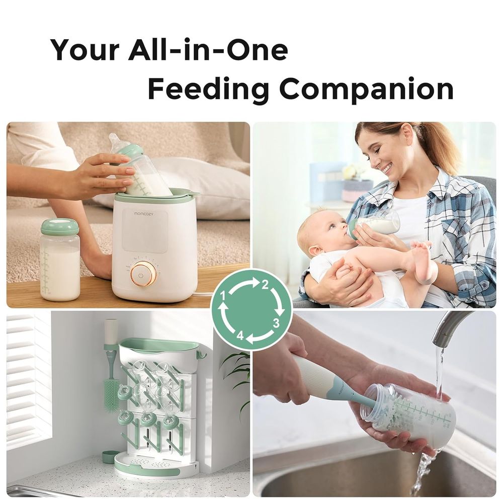 Momcozy - Wide-neck Breast Milk Container Natural Baby Bottle 10oz (295ml) Pack Of 4