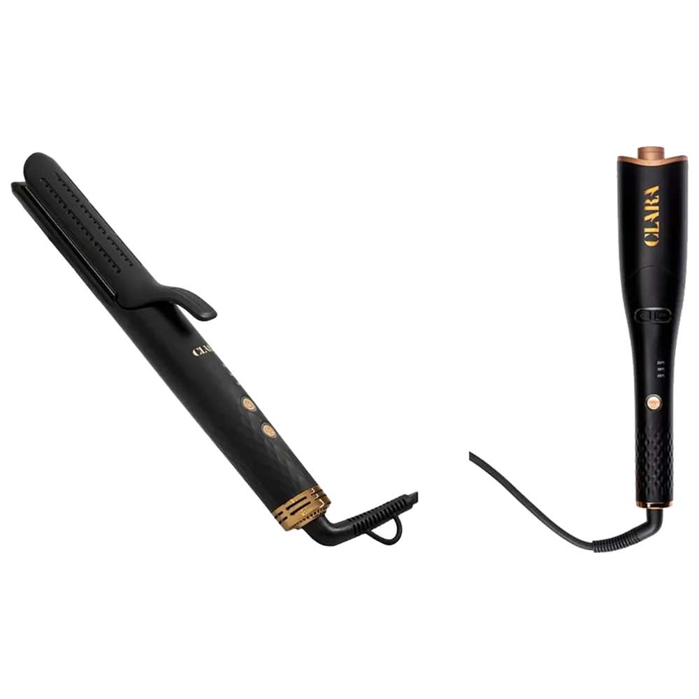 Clara - Auto Hair Curling Device With Hair Straightener & Styler - Black