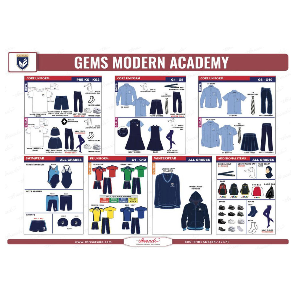 Girls Kindergarten Skorts - Navy - GEMS Modern Academy - Dubai