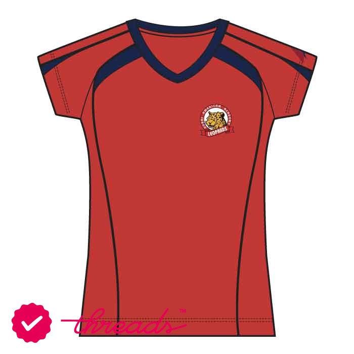 Girls PE T-Shirt - Red - Grades 6-12 - GEMS Dubai American Academy