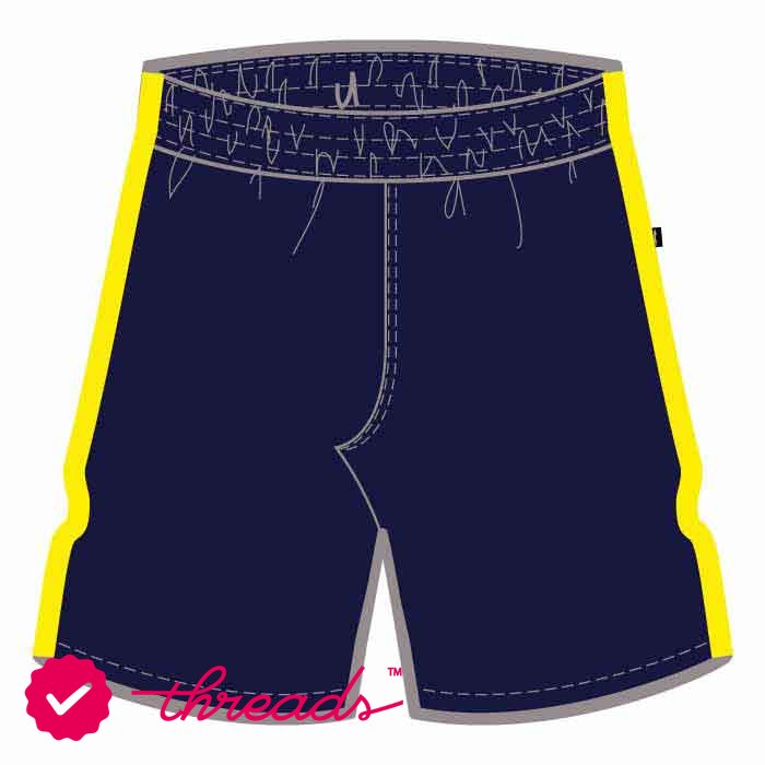 Unisex PE Shorts - Assorted - Navy/ Yellow - The Millennium School - Dubai