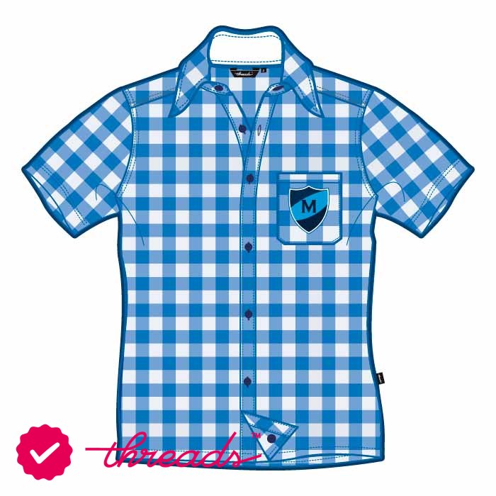 Unisex Short Sleeve Shirt Checked - Light Blue - Years 3-6 - GEMS Metropole School - Motor City