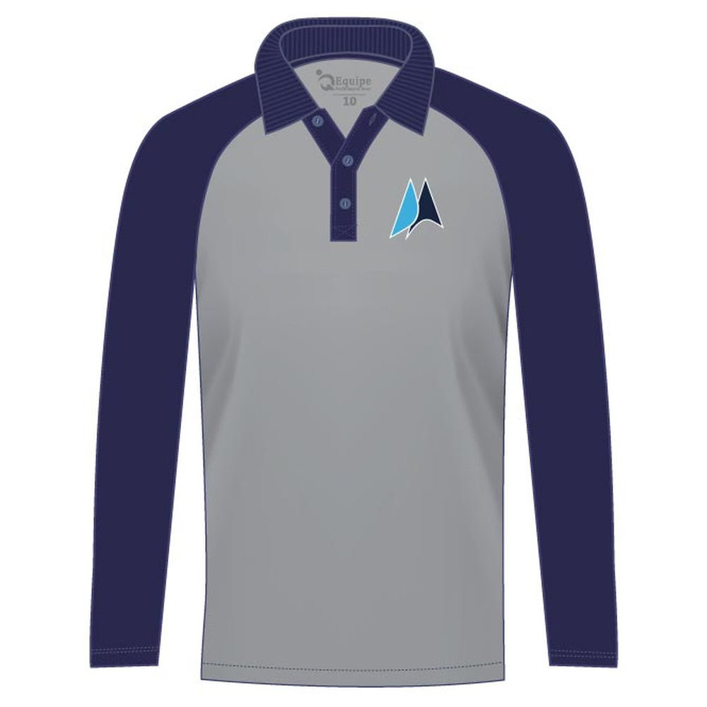 Unisex Full Sleeve Polo Shirt - Grey Navy - Kindergarten-Grade 5 - GEMS American Academy - Abu Dhabi