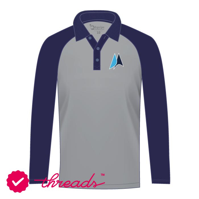 Unisex Full Sleeve Polo Shirt - Grey Navy - Kindergarten-Grade 5 - GEMS American Academy - Abu Dhabi