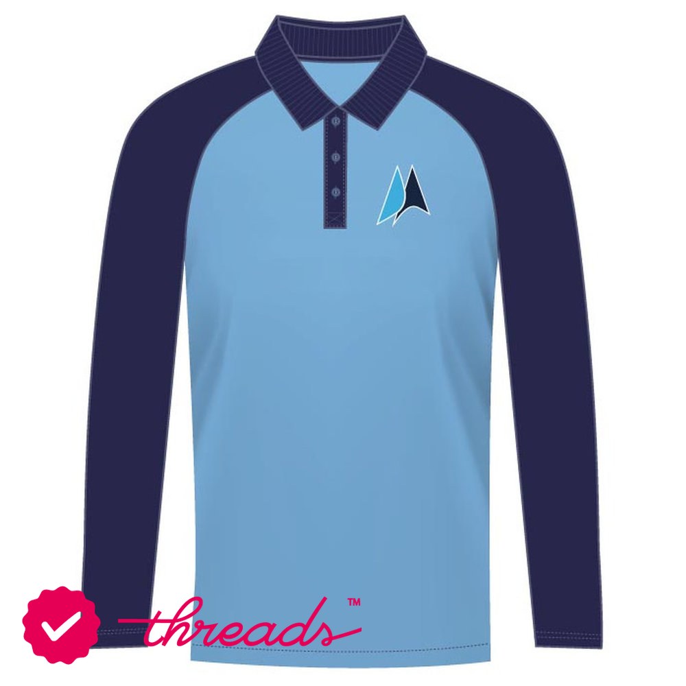 Unisex Full Sleeve Polo Shirt - Light Blue Navy - Grades 6-8 - GEMS American Academy - Abu Dhabi