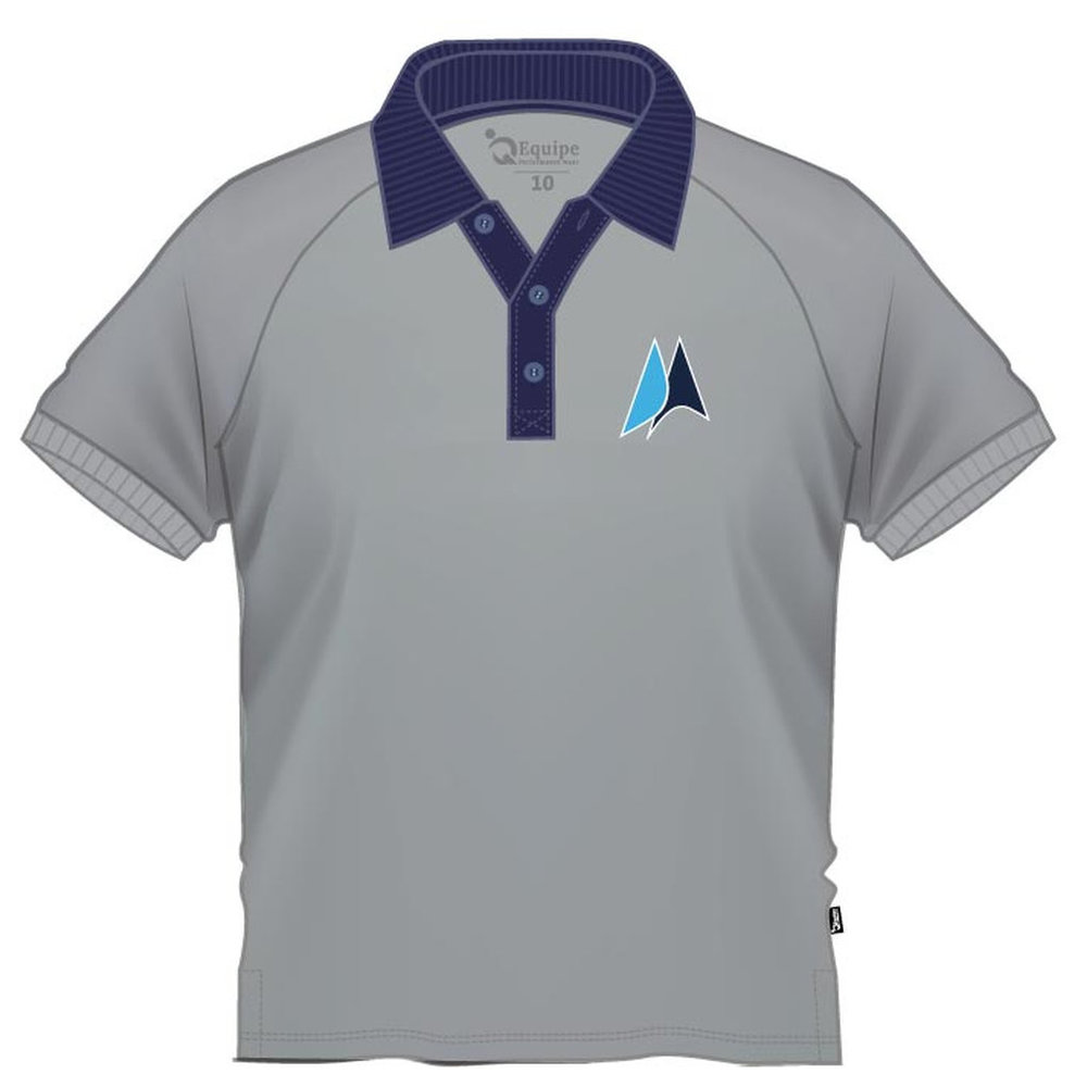 Unisex Short Sleeve Polo Shirt - Grey Navy - Grades 9-12 - GEMS American Academy - Abu Dhabi