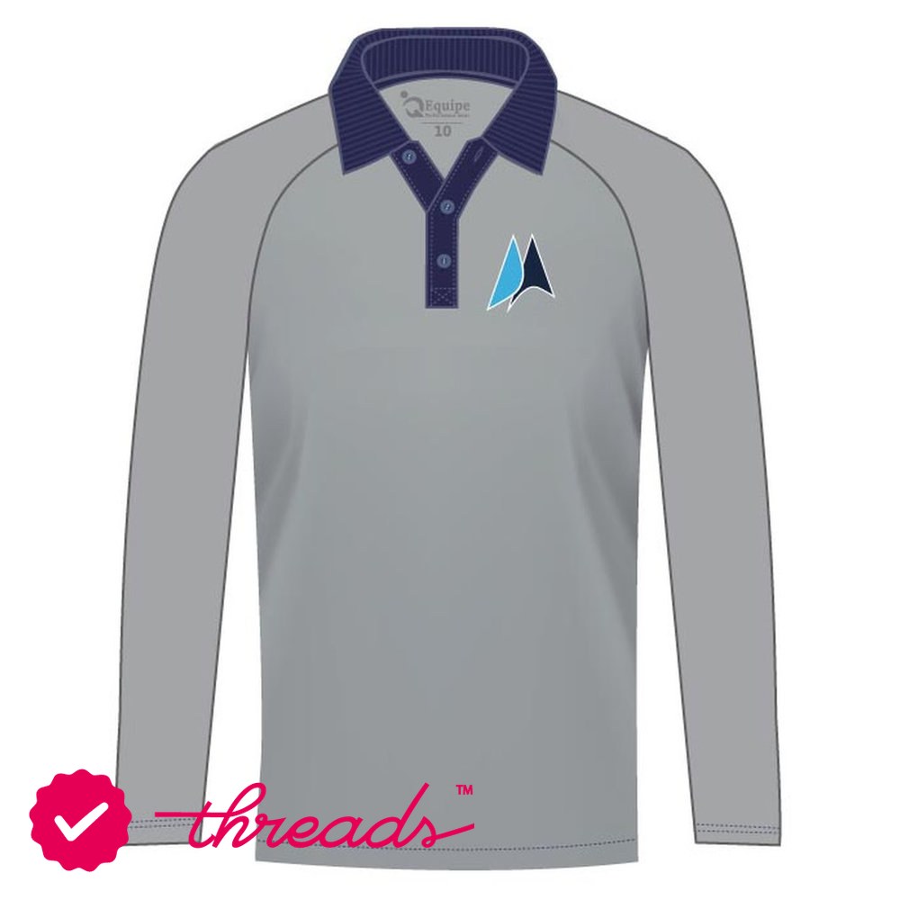 Unisex Full Sleeve Polo Shirt - Grey Navy - Grades 9-12 - GEMS American Academy - Abu Dhabi
