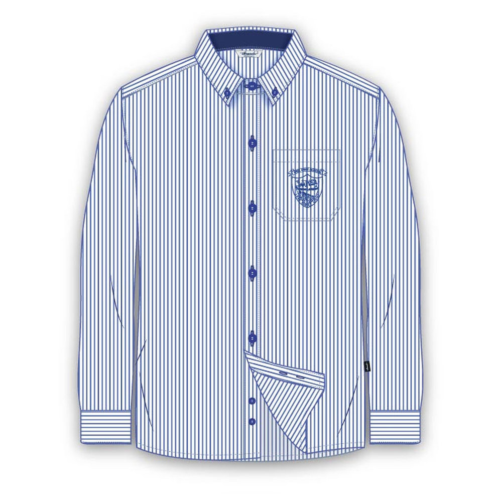 Boys Full Sleeve Shirt Stripe - White Blue - Grades 1-10 - GEMS Our Own English High School - Al Ain