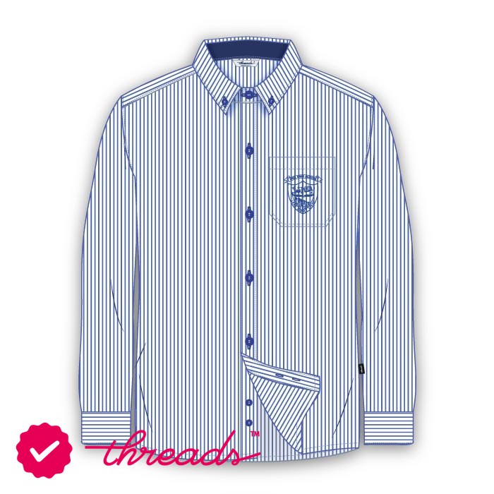 Boys Full Sleeve Shirt Stripe - White Blue - Grades 1-10 - GEMS Our Own English High School - Al Ain