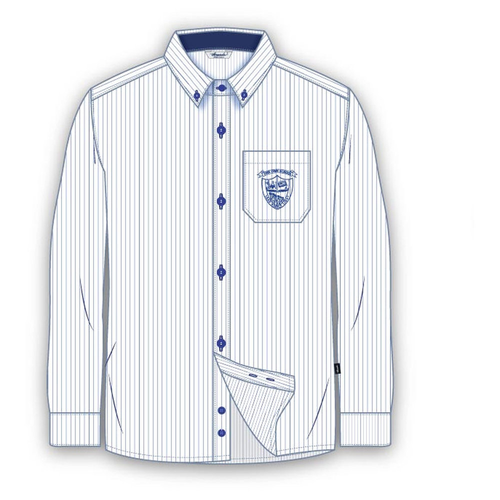 Boys Full Sleeve Shirt Stripe - White Blue - Grades 11-12 - GEMS Our Own High School - Al Warqa (Boys)