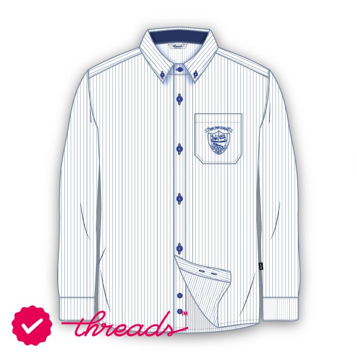Boys Full Sleeve Shirt Stripe - White Blue - Grades 11-12 - GEMS Our Own High School - Al Warqa (Boys)