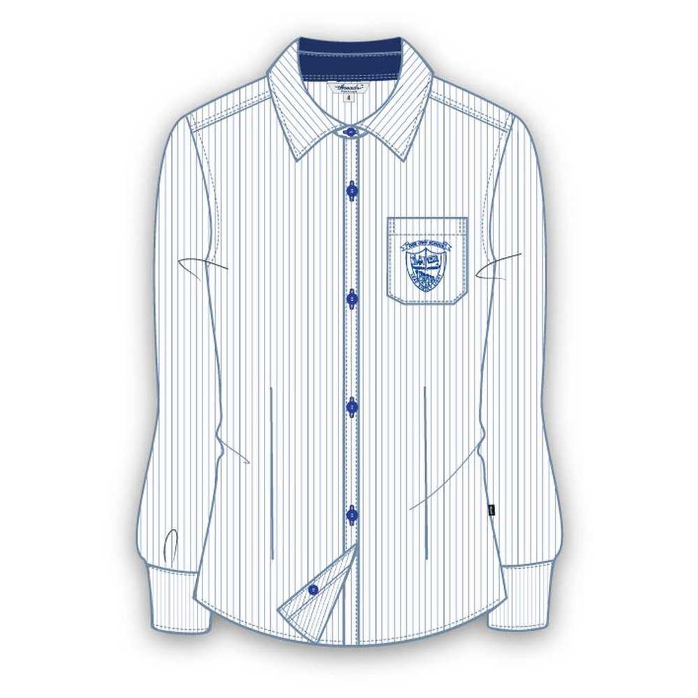 Girls Full Sleeve Stripe Blouse - White - Grade 11-Grade 12 - GEMS Our Own English High School - Al Ain