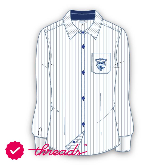 Girls Full Sleeve Stripe Blouse - White - Grade 11-Grade 12 - GEMS Our Own English High School - Al Ain