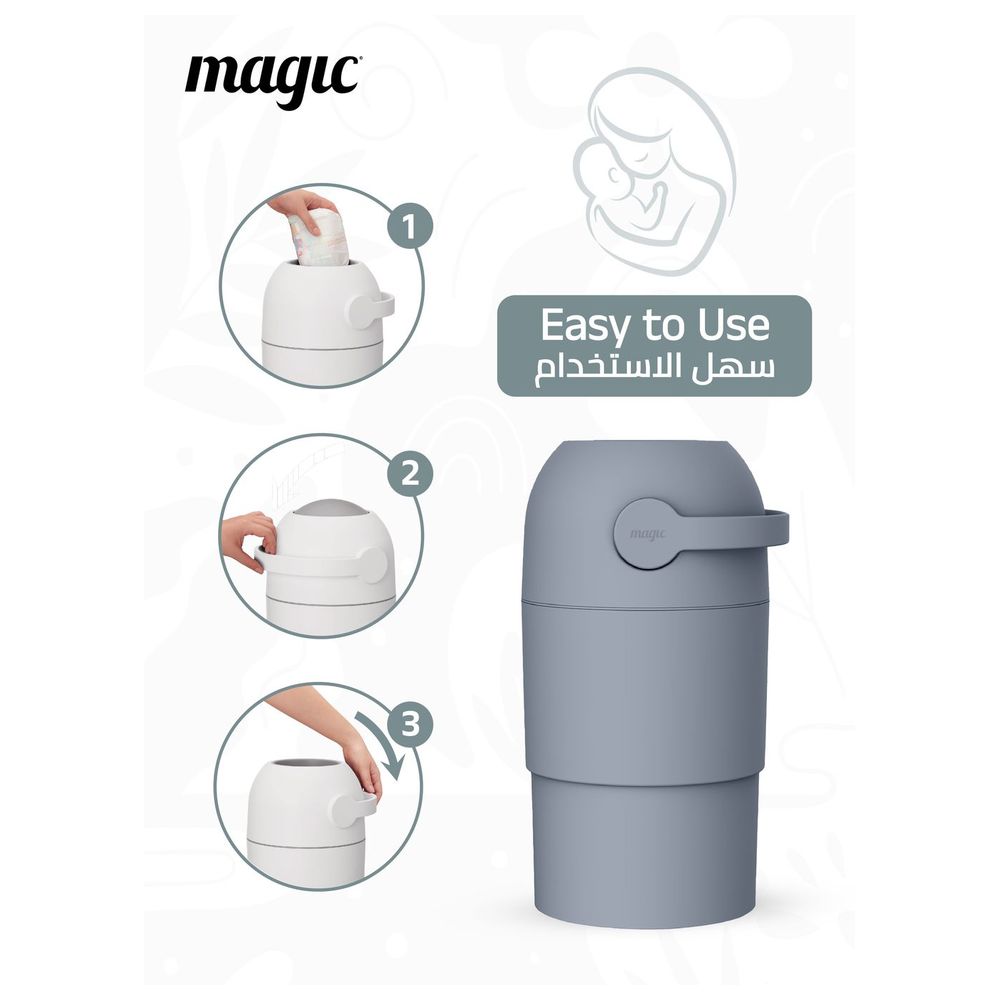 Magic Thoth M Diaper Pail With Roll Of 15 Bags