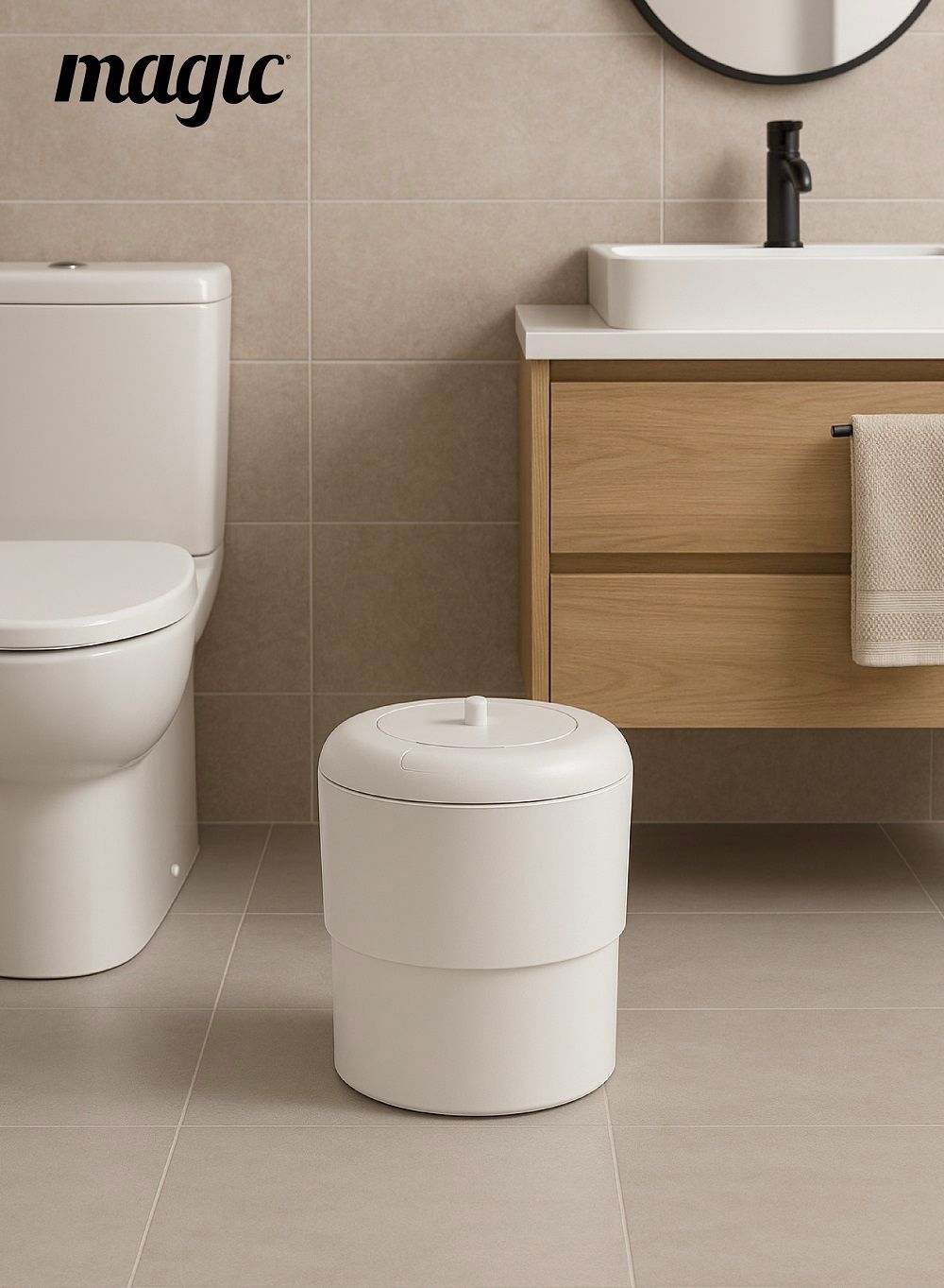 Magic - Toilet Waste Lid For Heka Diaper Pail Only - White