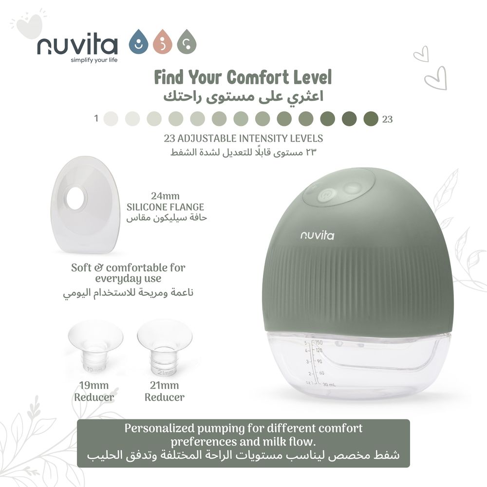 Nuvita - Wearable Hands Free Electric Breast Pump - Sage Green