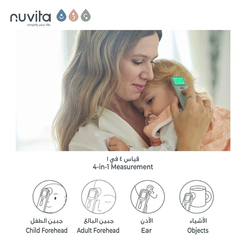 Nuvita - Digital Forehead & Ear Thermometer - Sage Green