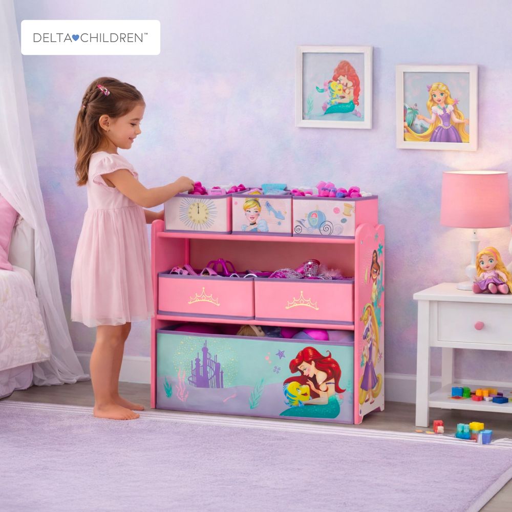 Delta Children - 6 Bin Design & Store Toy Organizer - Disney Princess