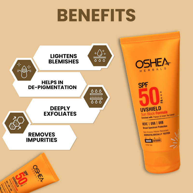 Oshea Herbals - UV Shield Sun Block Formula Spf50 With Pa+++ 120g
