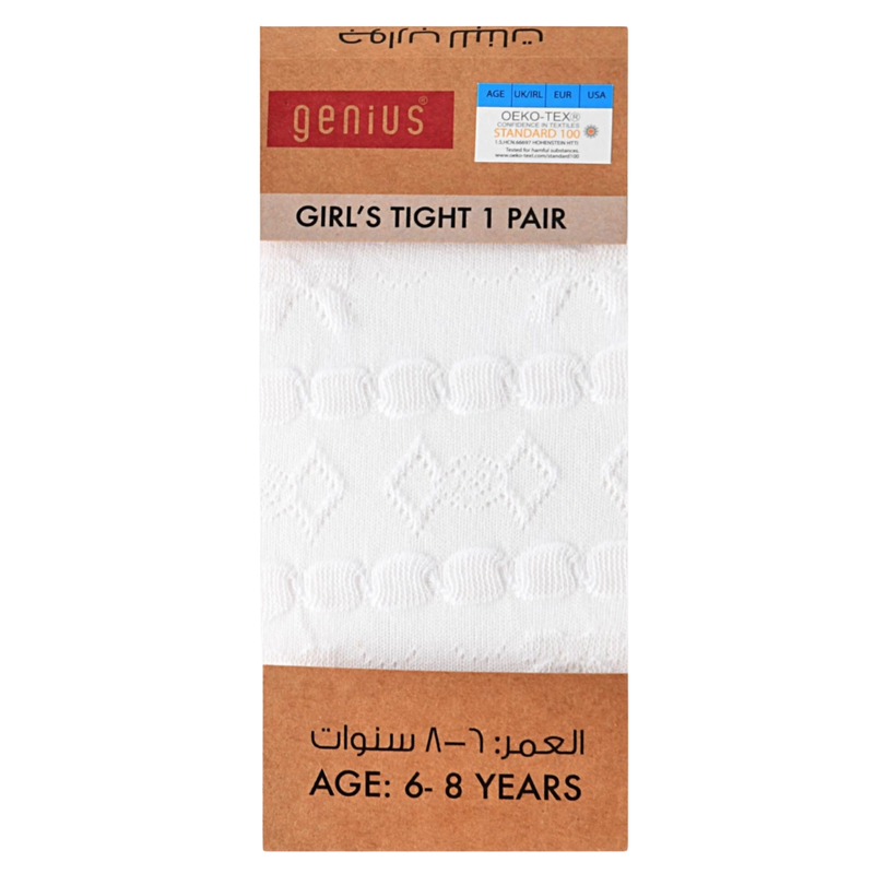 Genius Girls' Plain Tights - White